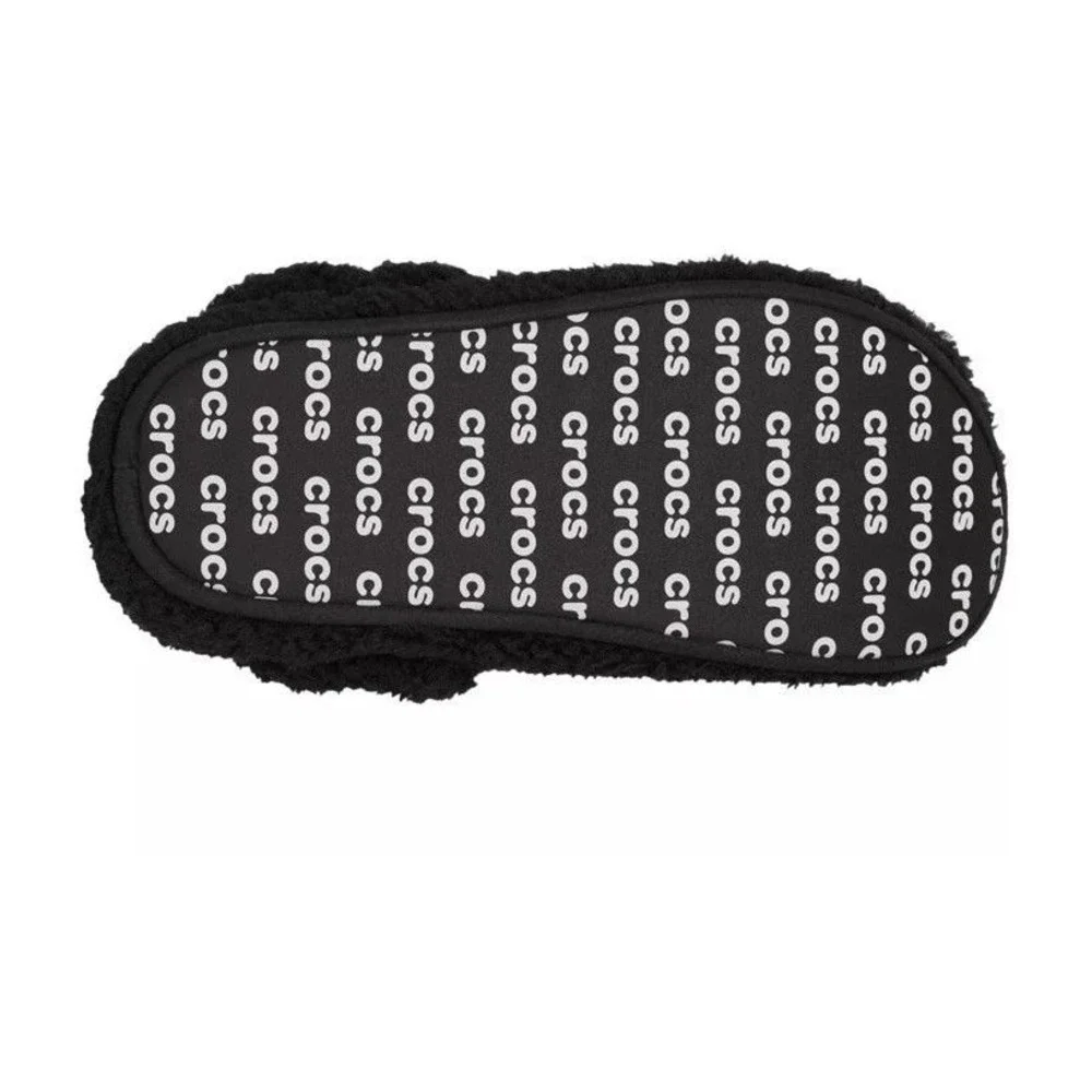 Crocs Classic Cozzzy Slipper K Black Faux Fur Lined Kids Size J1 210856-001